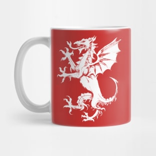 Welsh Dragon White Ink Grunge Mug